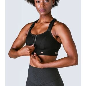 Shefit Ultimate High Impact Sports Bra Black Adjustable Zip Front 2Luxe